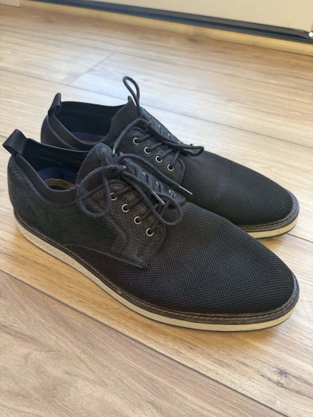 Vince Camuto Eberhard Black Textile Leather Casual Oxford Shoes Men's Size 12